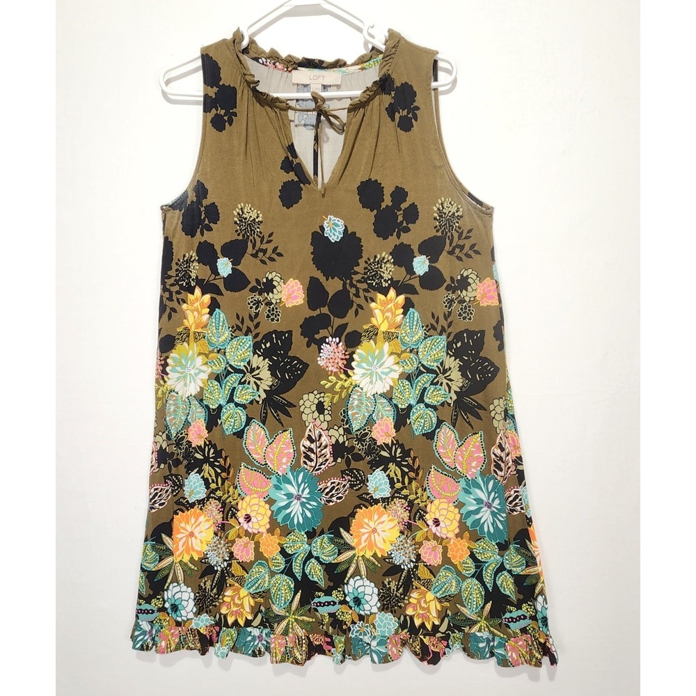 Loft Women's Casual Dressy Floral Multicolor A Line Floral Dress S